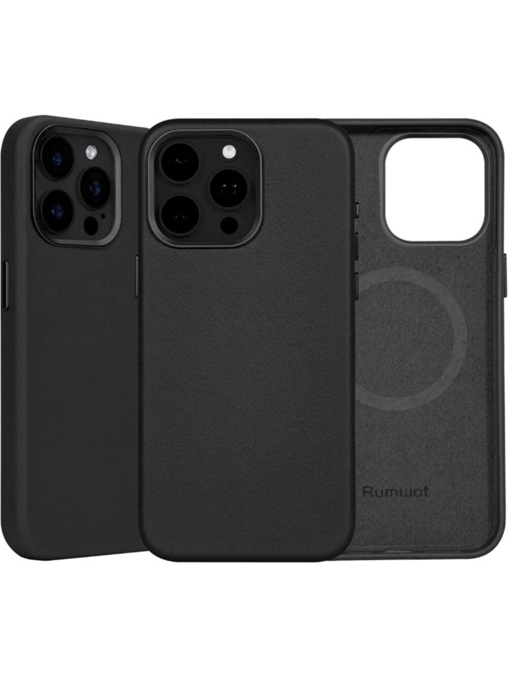 iPhone 15 Pro Max Leather Case, MagSafe Compatible, Stylish Black Design
